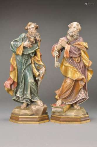 two sculptures of saints, Southern Germany, 1980s,