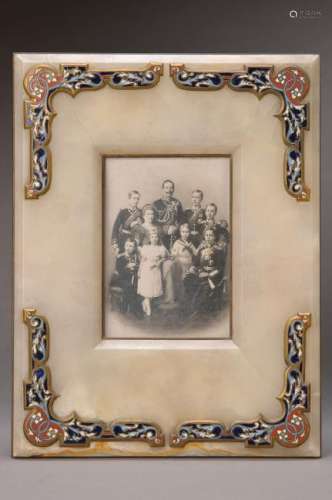 picture frames, around 1910, Alabaster with placed
