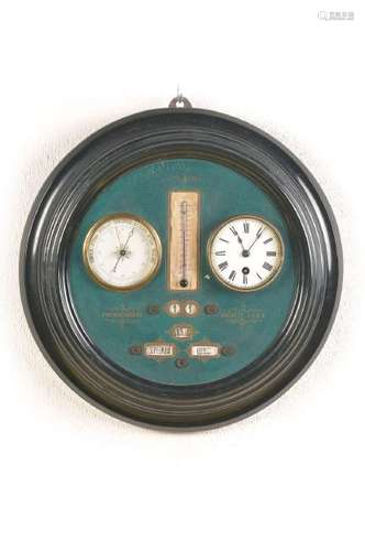 round wall clock with Thermometer, barometer and manual