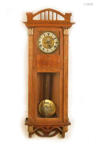 wall clock, Art Nouveau, around 1910, time typical wood