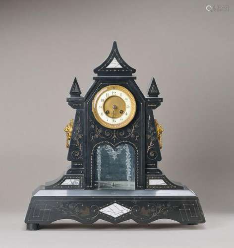 Large mantle clock, France, around 1900, decorated