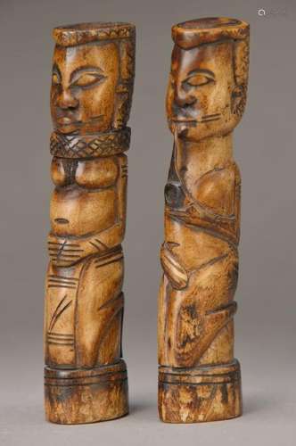 two Sculptures, Ibitje/Ghana, around 1900, bones, good