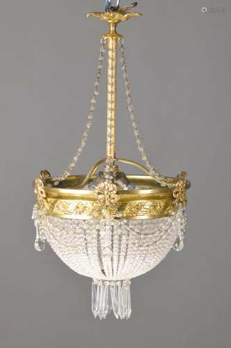 Ceiling lamp, France, around 1890, opulent beveling