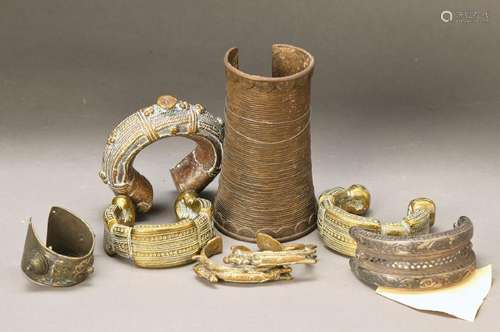 8 bangles/clasps, mostly West Africa, around 1900 until