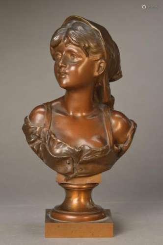 Bust, Mathurin Moreau, 1822-1912, Bust of a young woman
