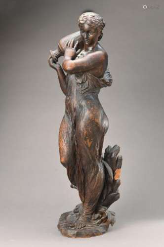 Sculpture, around 1880-90, carved wood, woman with