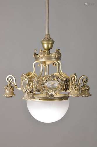 Heavy Ceiling lamp, France, around 1890-1910, bronze