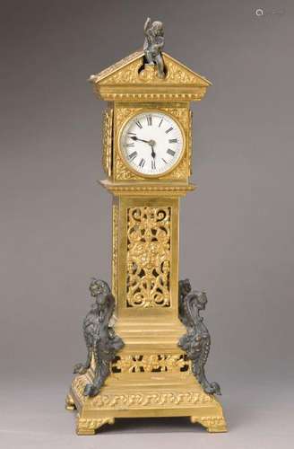 clock, France around 1880, opulent decorated brass cast