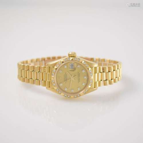 ROLEX 18k gold factory diamonds set ladies wristwatch