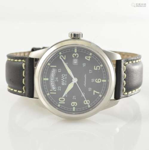BWC gents wristwatch in stainless steel with day & date