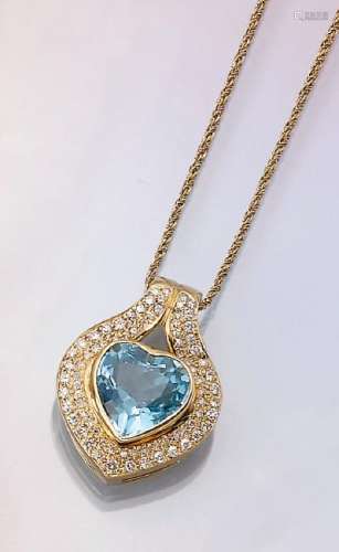 18 kt gold heartpendant with topaz and brilliants