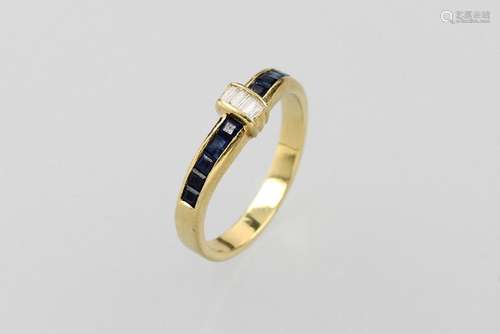 18 kt gold ring with sapphires and diamonds