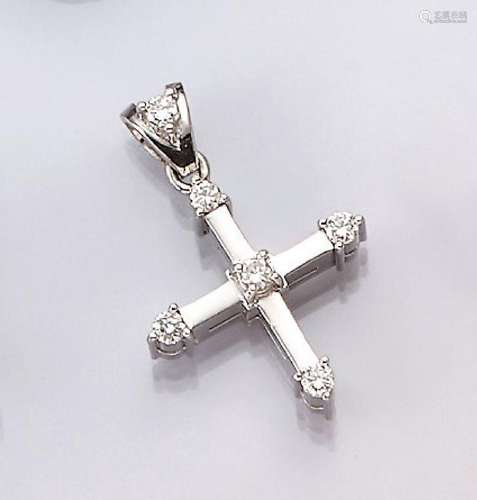 18 kt gold cross pendant with brilliants