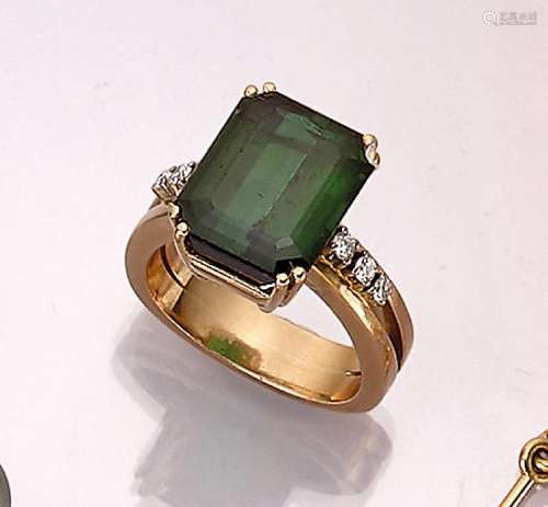 14 kt gold ring with tourmaline and brilliants