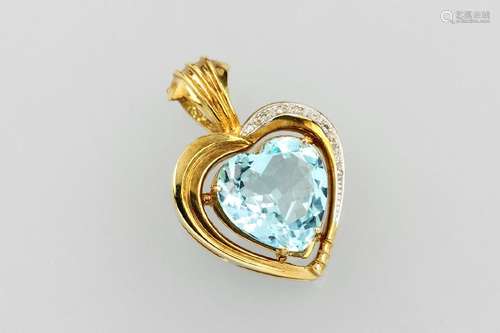 14 kt gold clippendant with topaz and diamonds