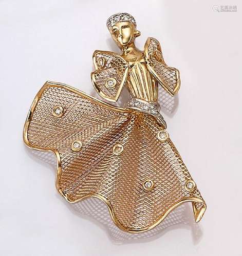 18 kt gold brooch 'dancer' with brilliants