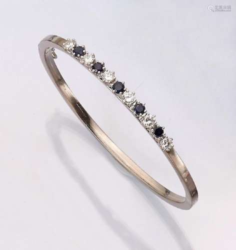 18 kt gold bangle with diamonds and sapphires