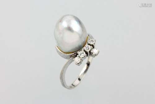 14 kt gold ring with cultured south seas pearland