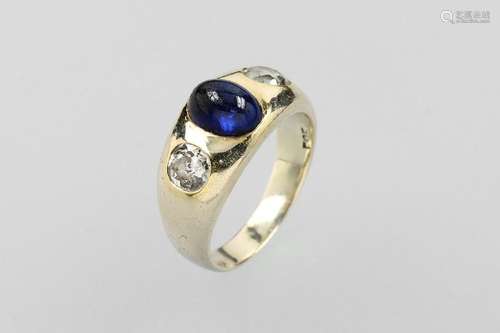 14 kt gold ring with sapphire and diamonds