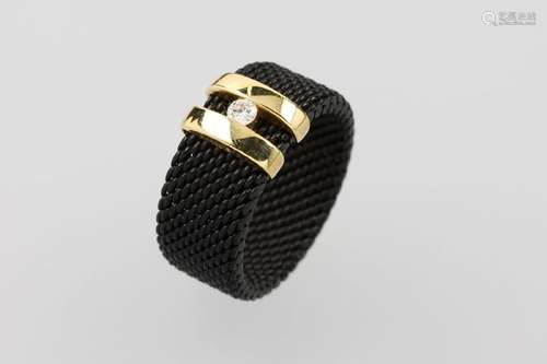 CEDE 18 kt gold and stainless steel ring with brilliant