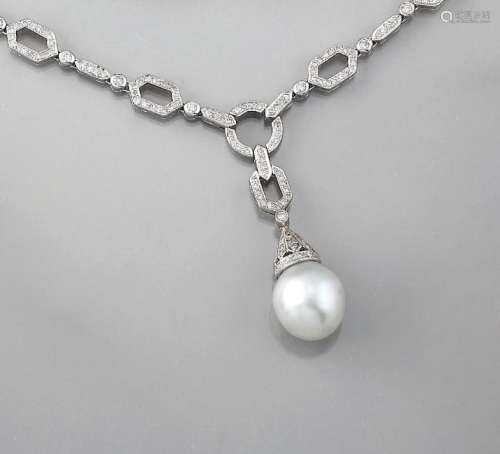 18 kt gold necklace with cultured south seas pearl and