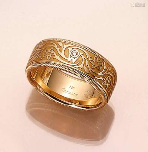 18 kt gold WELLENDORFF ring with enamel and brilliant