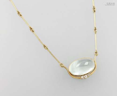 18 kt gold bar necklace with aquamarine and brilliants