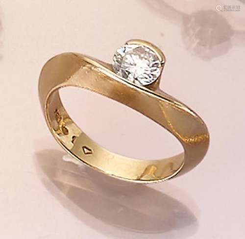 18 kt gold designerring with brilliant