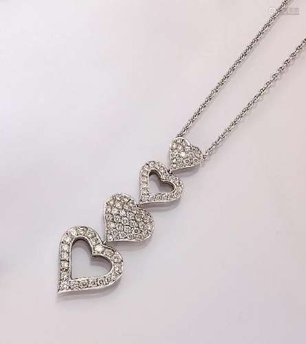 18 kt gold necklace 'hearts' with brilliants