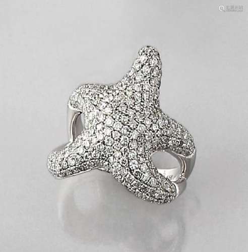 18 kt gold ring 'star fish' with brilliants