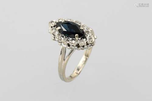 14 kt gold ring with sapphire and diamonds