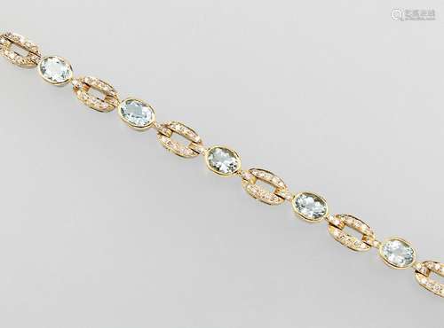 18 kt gold bracelet with aquamarines and brilliants