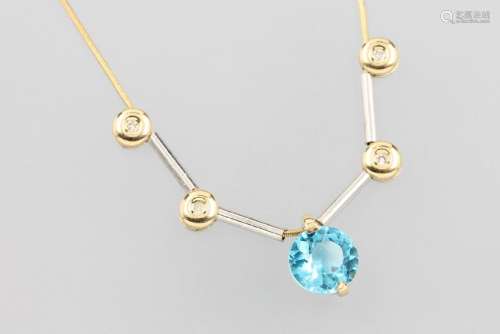 14 kt gold necklace with topaz and brilliants