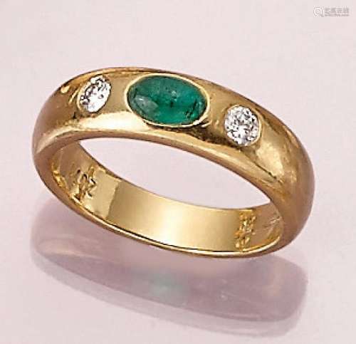 WEMPE 18 kt gold ring with emerald and brilliants