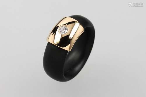 BUNZ 18 kt gold and caoutchouc ring with brilliants