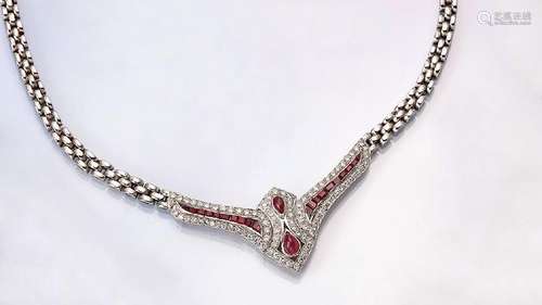 14 kt gold necklace with rubies