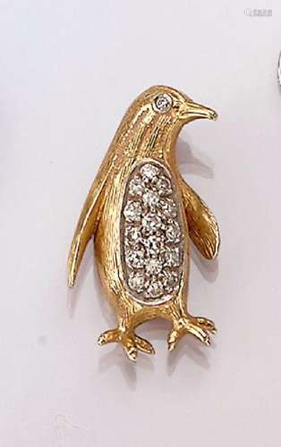 18 kt gold pendant 'Penguin' with brilliants