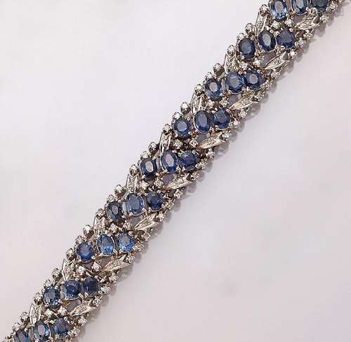 14 kt gold bracelet with sapphires and diamonds