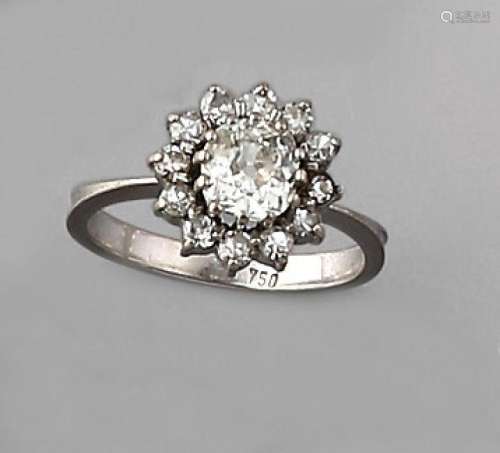 18 kt gold blossom ring with diamonds