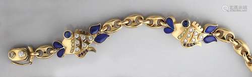 18 kt gold bracelet 'fishes' with brilliants and