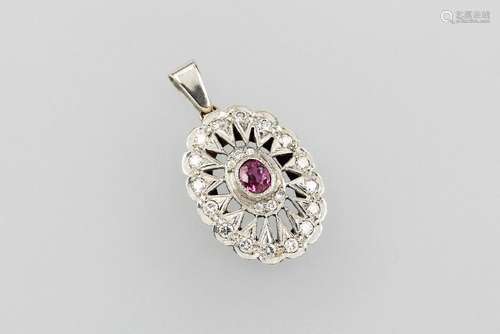 14 kt gold pendant with ruby and brilliants