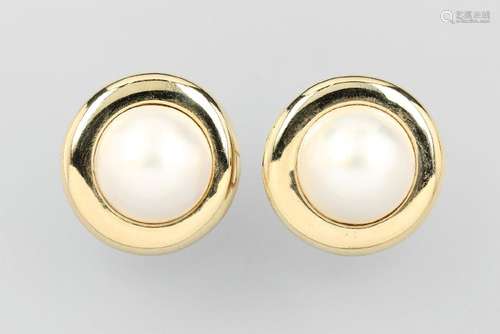 Pair of 14 kt gold earrings with mabepearls