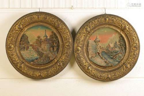 pair of large wall plates, probably Austria, around