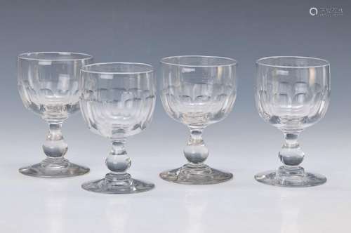 8 red wine glasses, France, around 1900, colorless