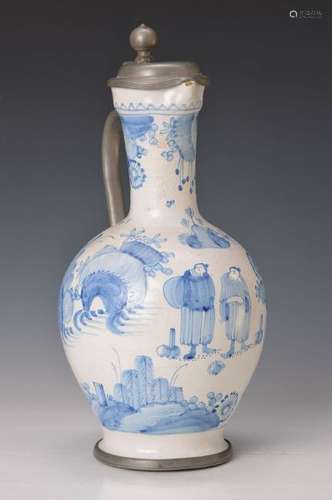 faience jug, Hanau/Frankfurt, around 1700, Chinoiserie