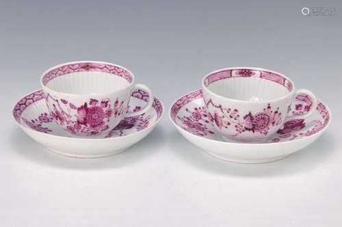 two cups with saucers, Meissen, 18. th c. , Kakiemon in