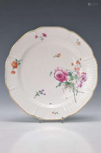 three plates, Meissen, around 1880, polychrome painting