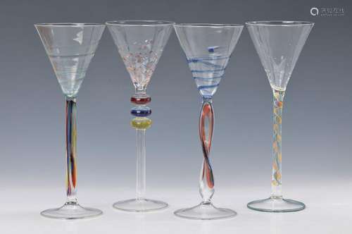 8 large Artist glasses, Massimo Lunardon Italy