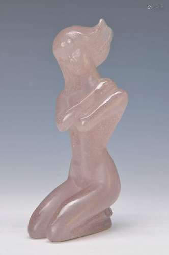 Sculpture, Daum, 2. Half 20.th c., sitting female nude