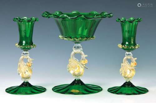 Glass set, Murano, label 'La Serenissima', Murano